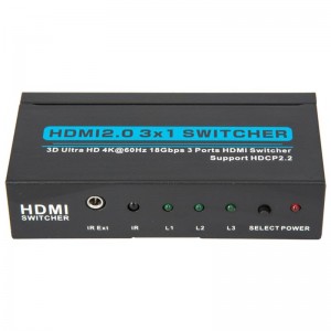 Prise en charge du sélecteur HDMI 3x1 V2.0 3D Ultra HD 4Kx2K @ 60Hz HDCP2.2