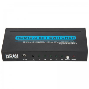Prise en charge du commutateur V2.0 HDMI 5x1 3D Ultra HD 4Kx2K @ 60Hz HDCP2.2