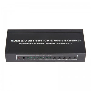 Prise en charge du sélecteur HDMI 3x1 et de l’extracteur audio V2.0 ARC Ultra HD 4Kx2K @ 60Hz HDCP2.2 18Gbps