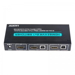Prise en charge du commutateur KVM 2x1 HDMI V2.0 Ultra HD 4Kx2K @ 60Hz HDCP2.2 Carte son 18 Gbps et concentrateur USB