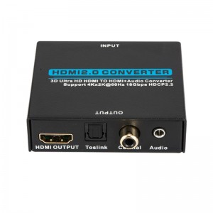 Extracteur audio V2.0 HDMI Convertisseur HDMI vers HDMI + Audio Prise en charge 3D Ultra HD 4Kx2K @ 60Hz HDCP 2.2 18 Gbps