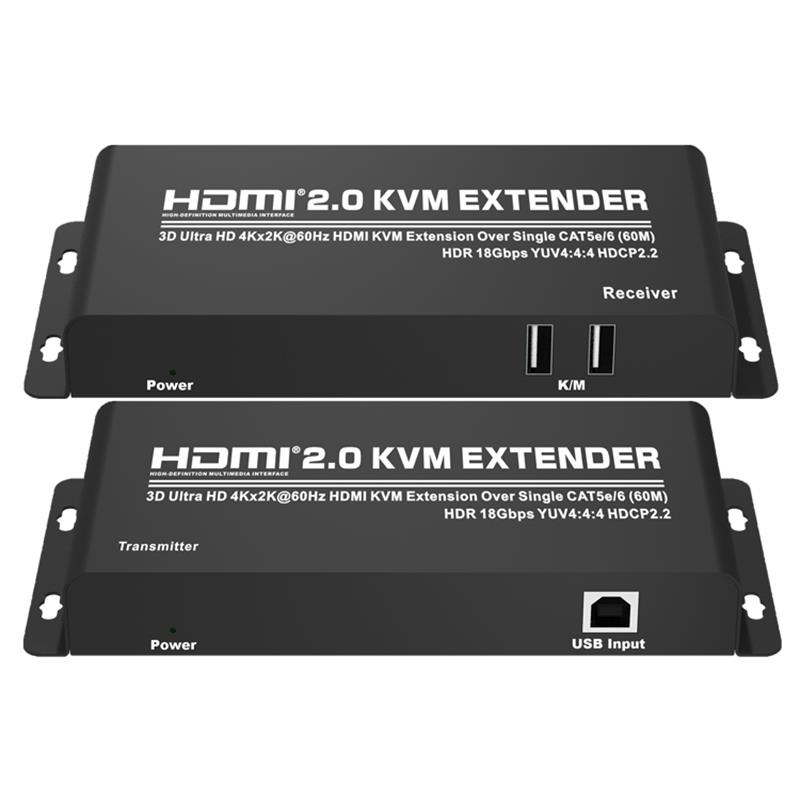 HDMI 2.0 KVM Extender 60 m sur un seul CAT5e \/ 6 Supporte Ultra HD 4Kx2K @ 60Hz HDCP2.2