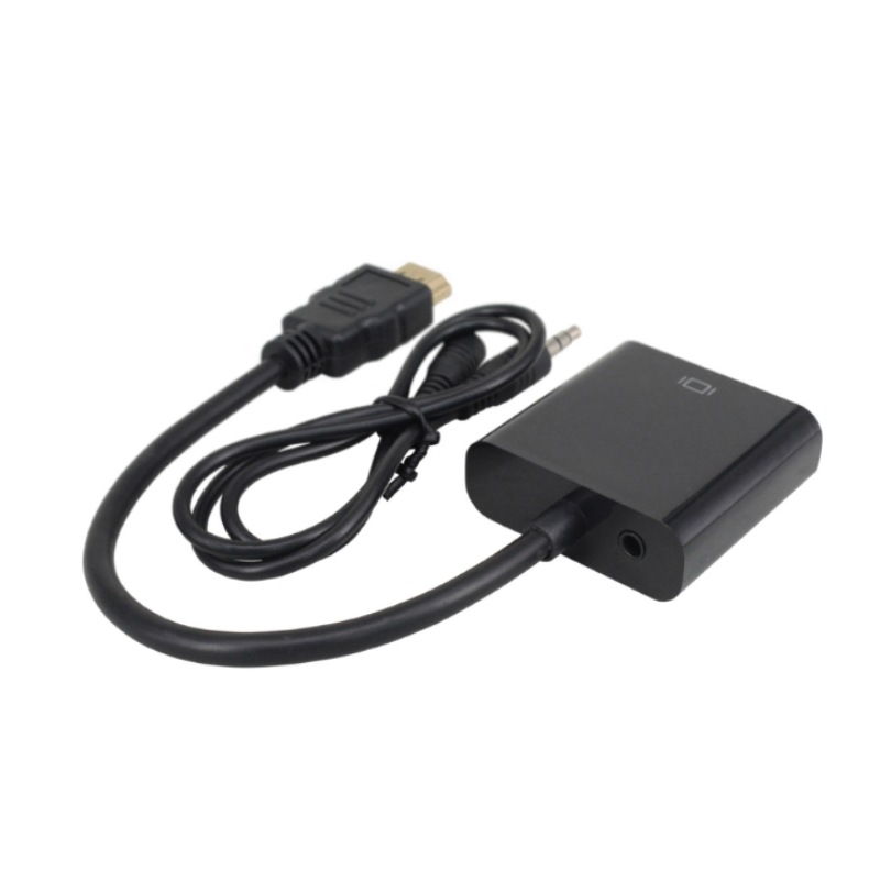 1080p câbles HDMI à VGA de 15 cm, 3,5 mm audio, blanc / noir